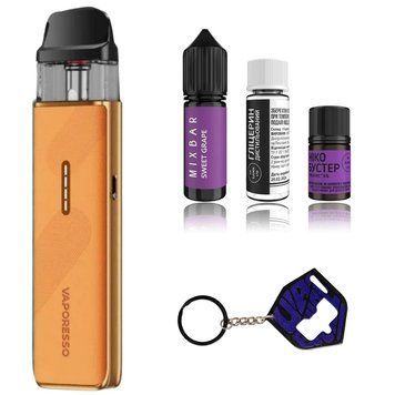 Набір для новачка Vaporesso XROS 5 Mini помаранчева шкіра з рідиною NMix Bar Виноград, без налаштувань