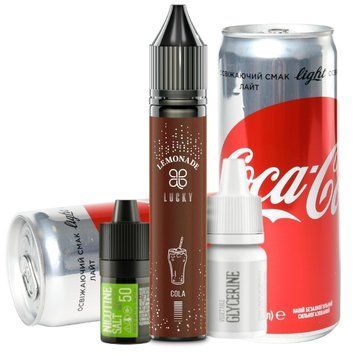 Lucky Cola &mdash; набір для самозамісу кола 30 мл, сольова рідина для pod-вейпів у комплекті з нікобустером і гліцерином