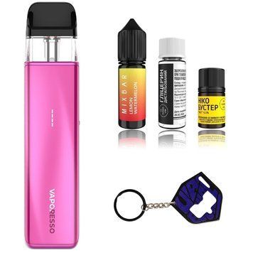 Набір для новачка Vaporesso XROS 5 Mini рожевий з рідиною Mix Bar Лимон Кавун, кабель Type-C і відкривачка
