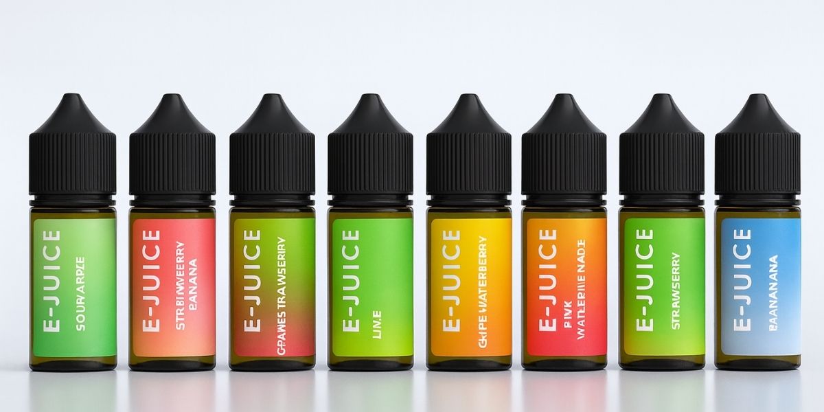 Линейка вкусов E-Juice для pod-систем на светлом фоне