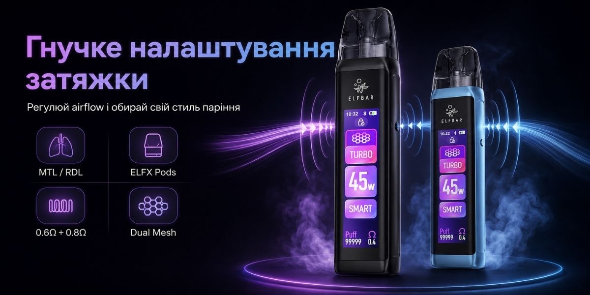 Сенсорний дисплей і керування ELFBAR ELFX Ultra