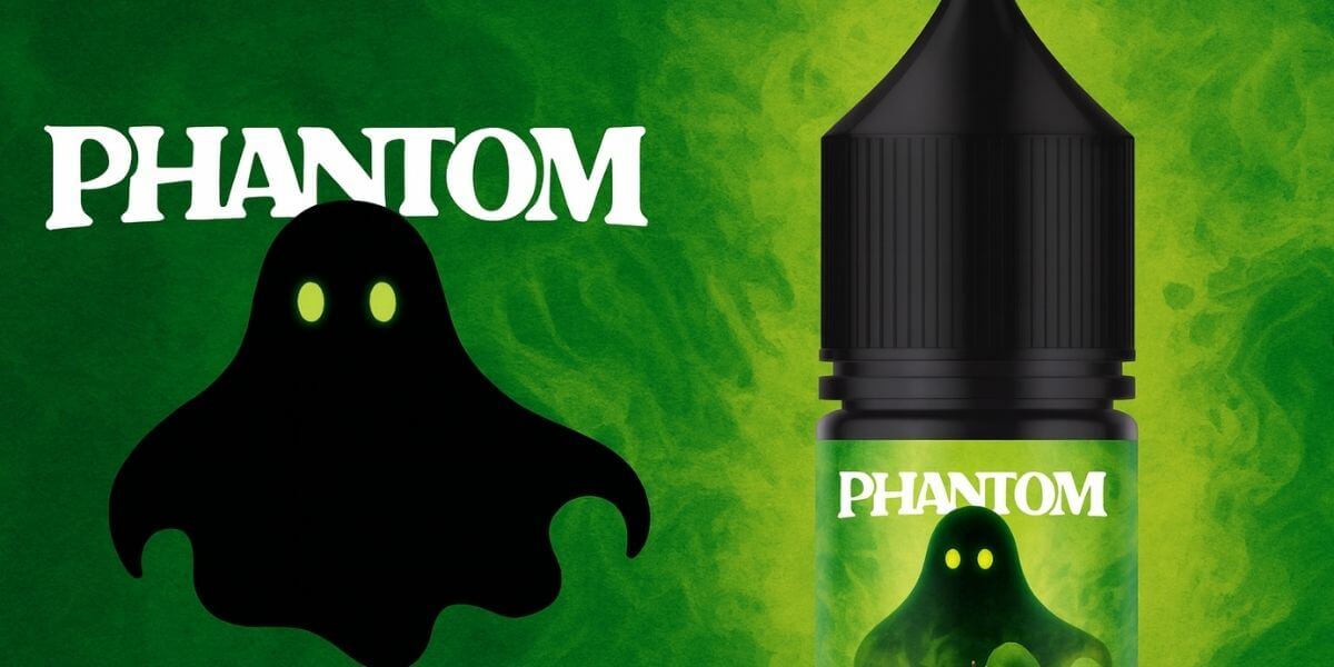 Флакони Phantom у ряд на зеленому градієнті