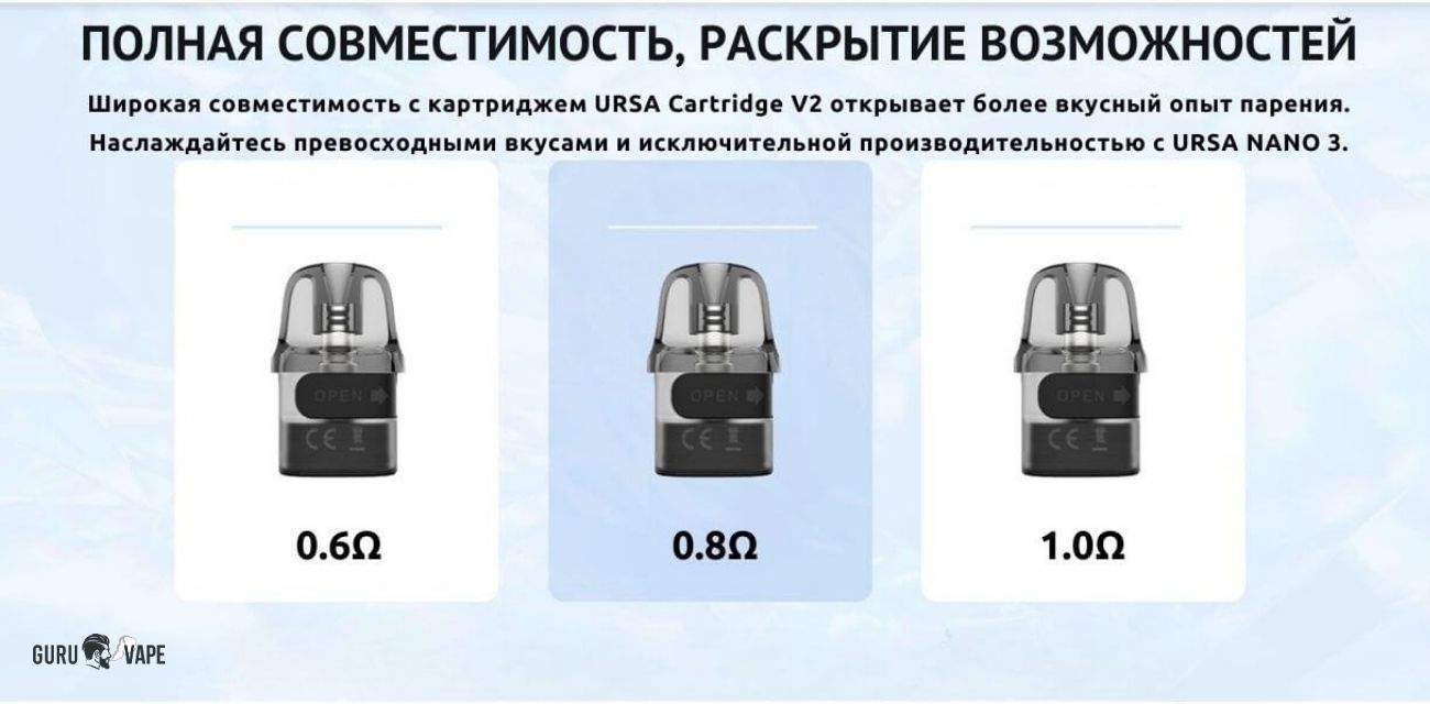 Совместимость Lost Vape Ursa Nano 3 с картриджами URSA V2