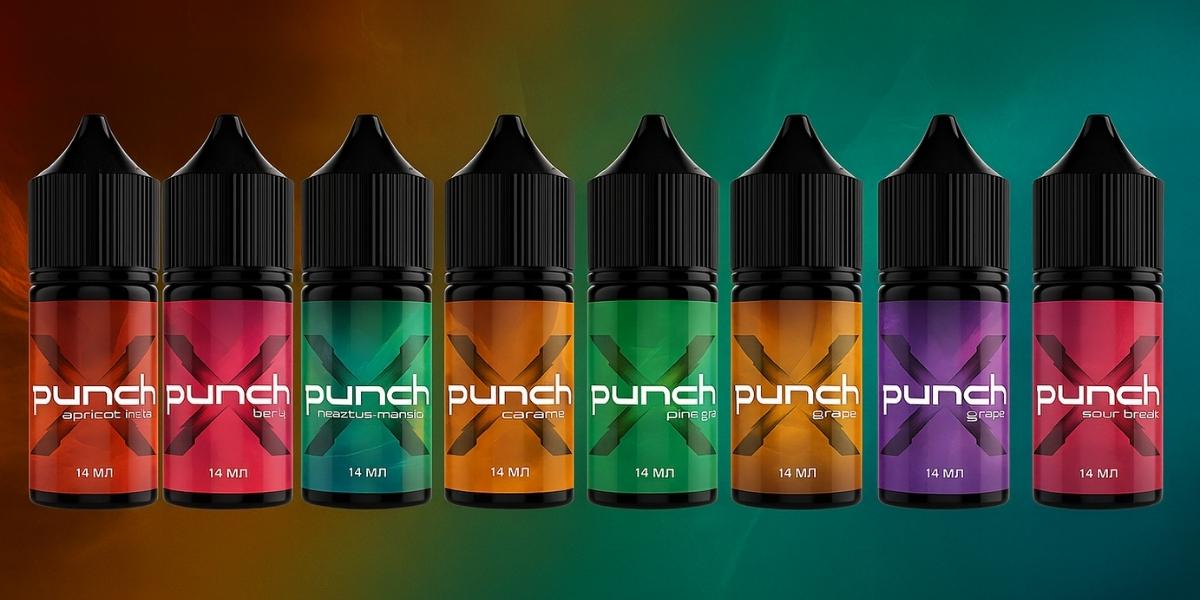Флакони Punch у ряд на світлому градієнтному фоні
