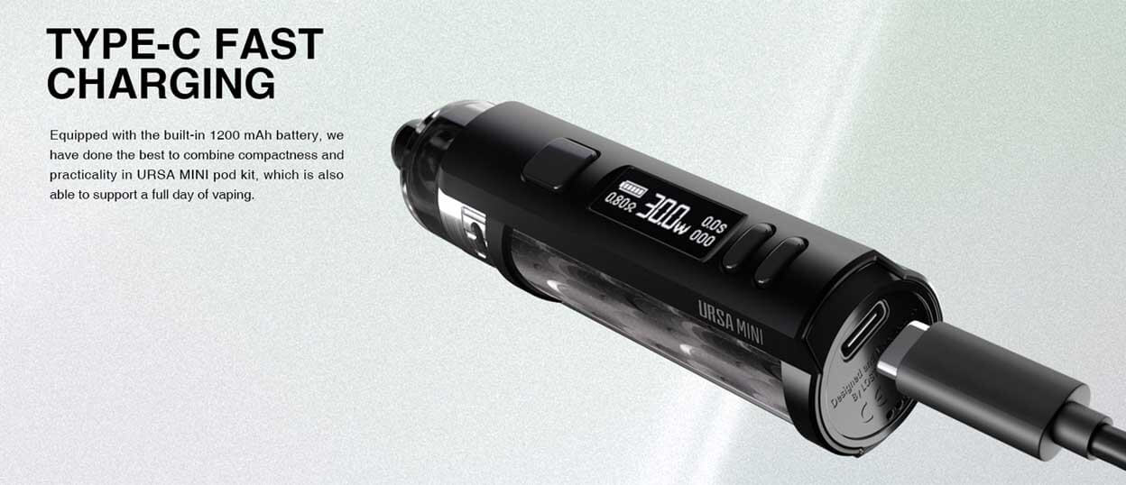 Lost Vape Ursa Mini — ракурс корпуса и верхней части