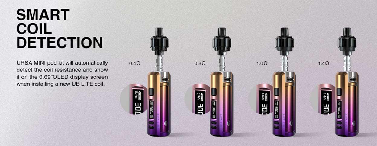 Lost Vape Ursa Mini — общий вид корпуса и картриджа
