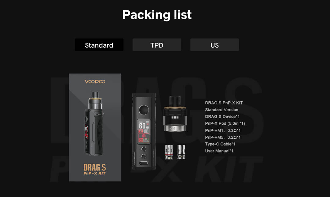 Комплектація Voopoo DRAG S PnP-X