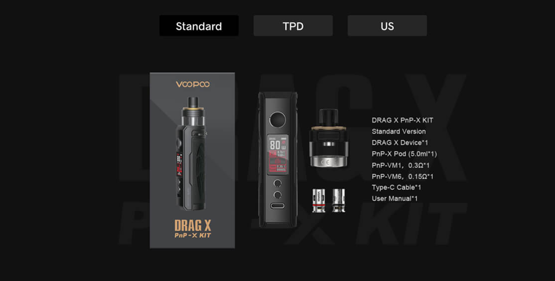 Комплектація Voopoo DRAG X PnP-X